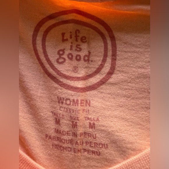 Life Is Good Orange Cotton Graphic Tee “ Half Full” Classic Fit Women’s Medium - Picture 6 of 10